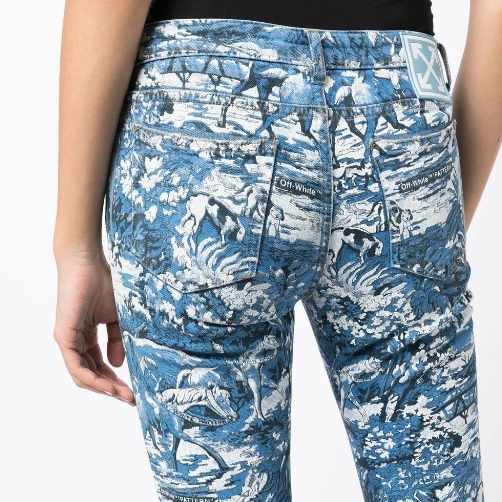 Off-White abstract-print skinny jeans